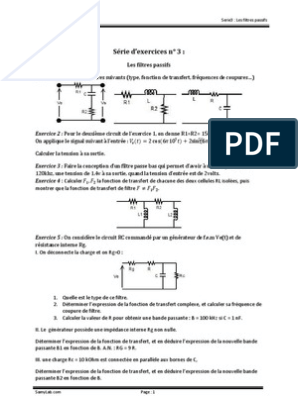 Filtres Passifs, PDF, Filtre (électronique)