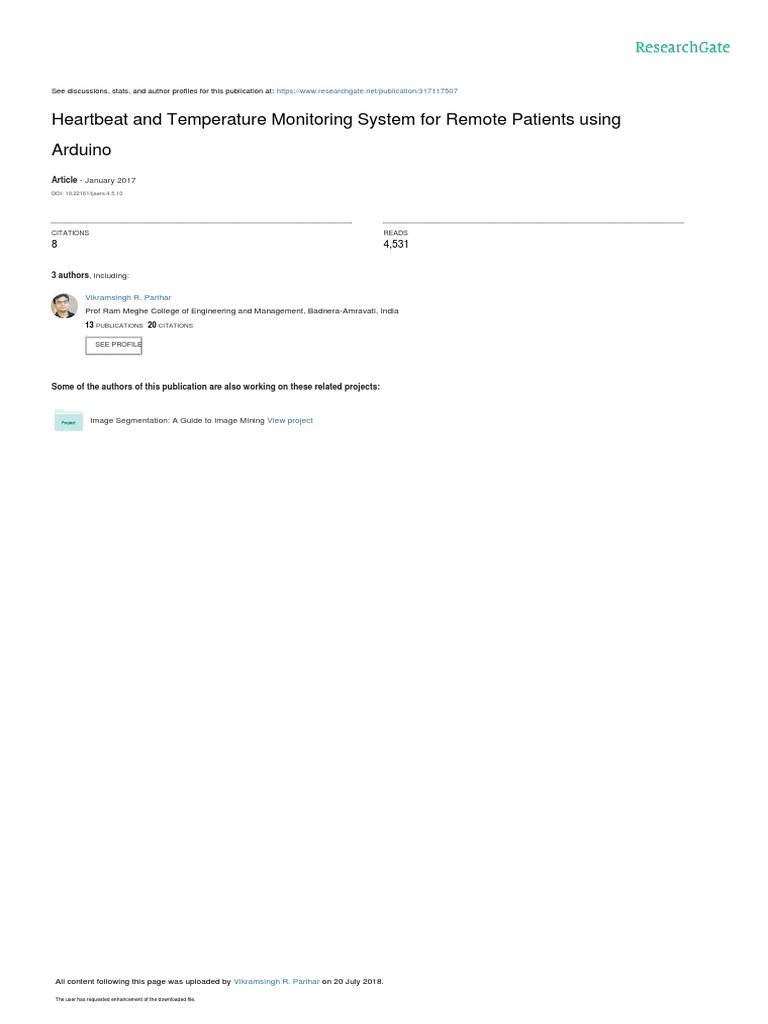Heartbeat and Temperature Monitoring System For Remote Patients Using