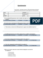 Questionnaire: Personal Details Career Planning Employees Relations Performance Analysis