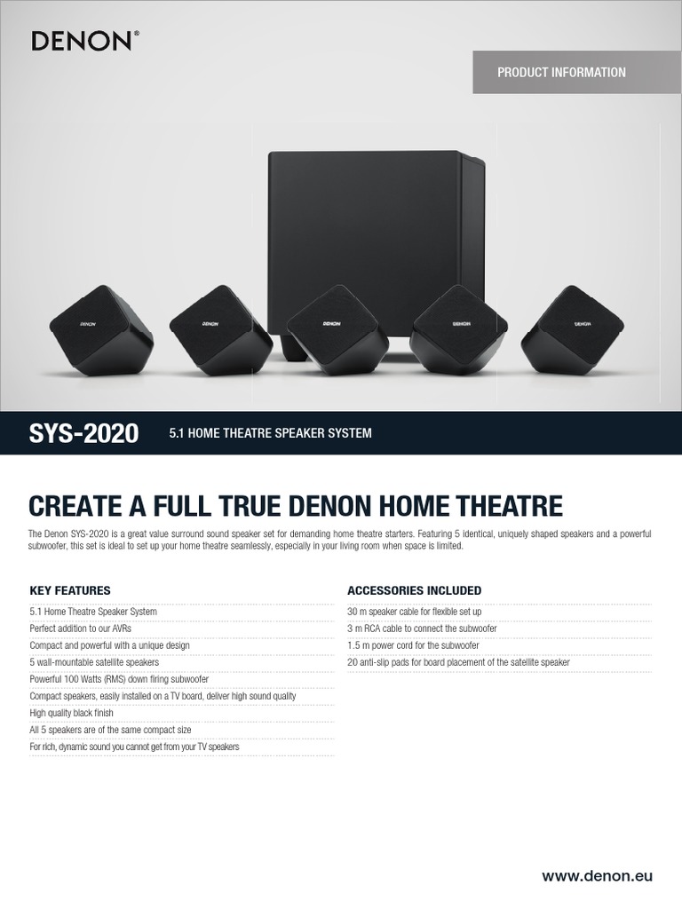 Denon SYS-2020 EN01 PDF | PDF | Loudspeaker | Electronics