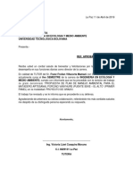 Aprobación de tutoría para trabajo de grado sobre plan de manejo ambiental de matadero porcino