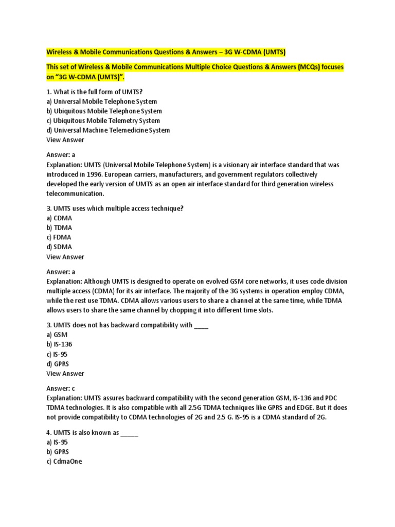 UMTS Overview and Key Concepts | PDF | Channel Access Method | Lte ...