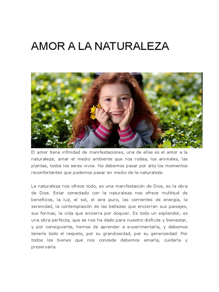 Amor y respeto por la naturaleza | PDF | Naturaleza | Vida