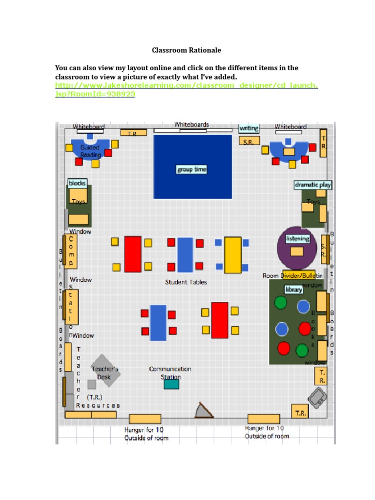 Classroom Rationale You Can Also View My Layout Online and Click On The ...