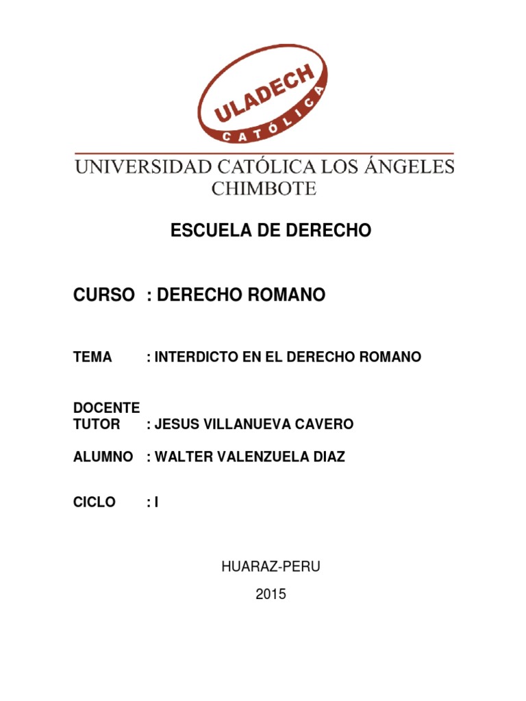 Interdictos en Derecho Romano | PDF | Gobierno | Instituciones sociales