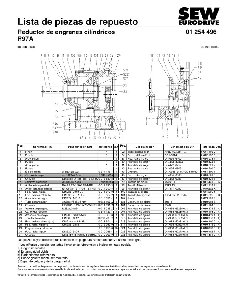 Lista De Piezas De Repuesto SEW EURODRIVE PDF