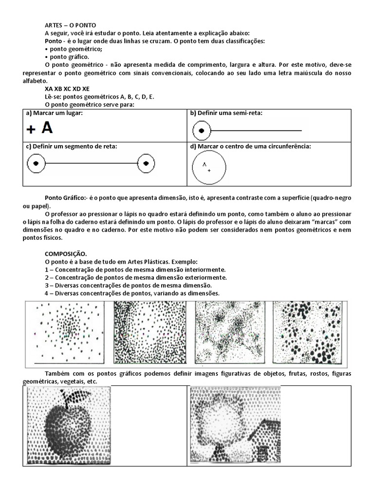 Pontilhismo: Atividades para 6º Ano | PDF | Pinturas | Natureza