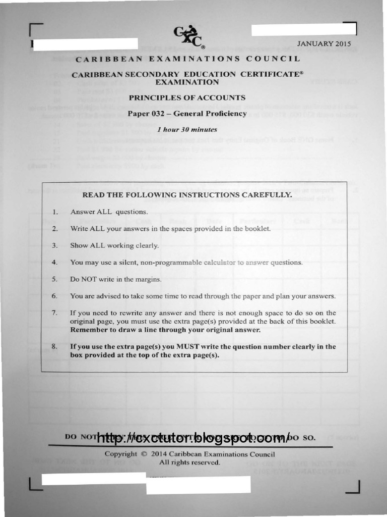 Csec Poa Paper3 Jan2015 PDF | PDF | Depreciation | Cheque