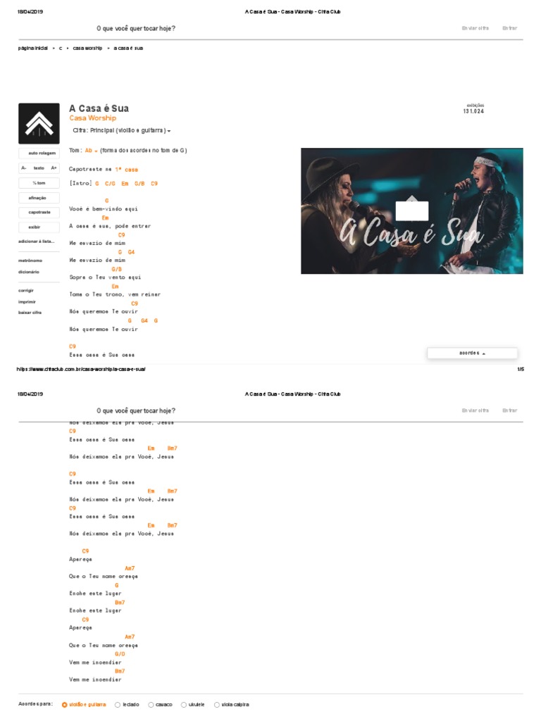 A Casa É Sua - Casa Worship - Cifra Club | PDF | Instrumentos da ...