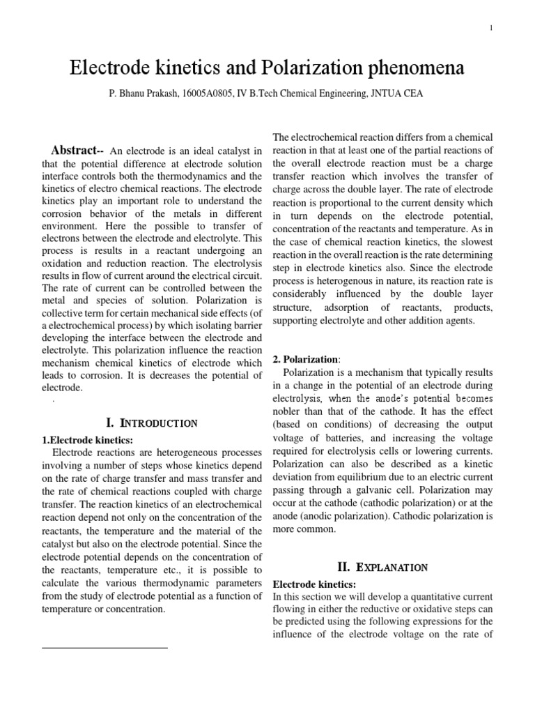 Electrode and Polarization Phenomenon PDF Electrochemistry