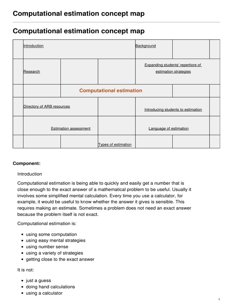 ARBs - Computational Estimation Concept Map - 2017-09-9 | PDF ...