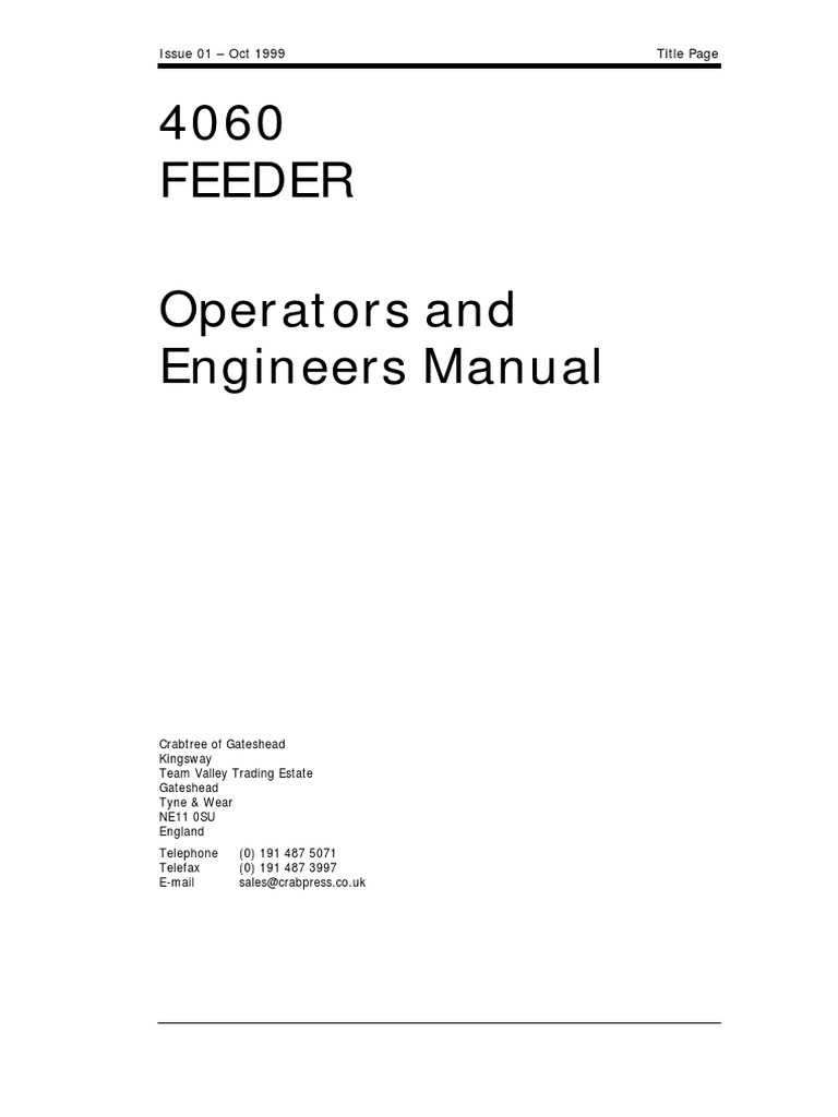 4060 Feeder Operator's Manual | PDF | Pump | Relay