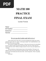 Math 100 Practice Final Exam Lecture