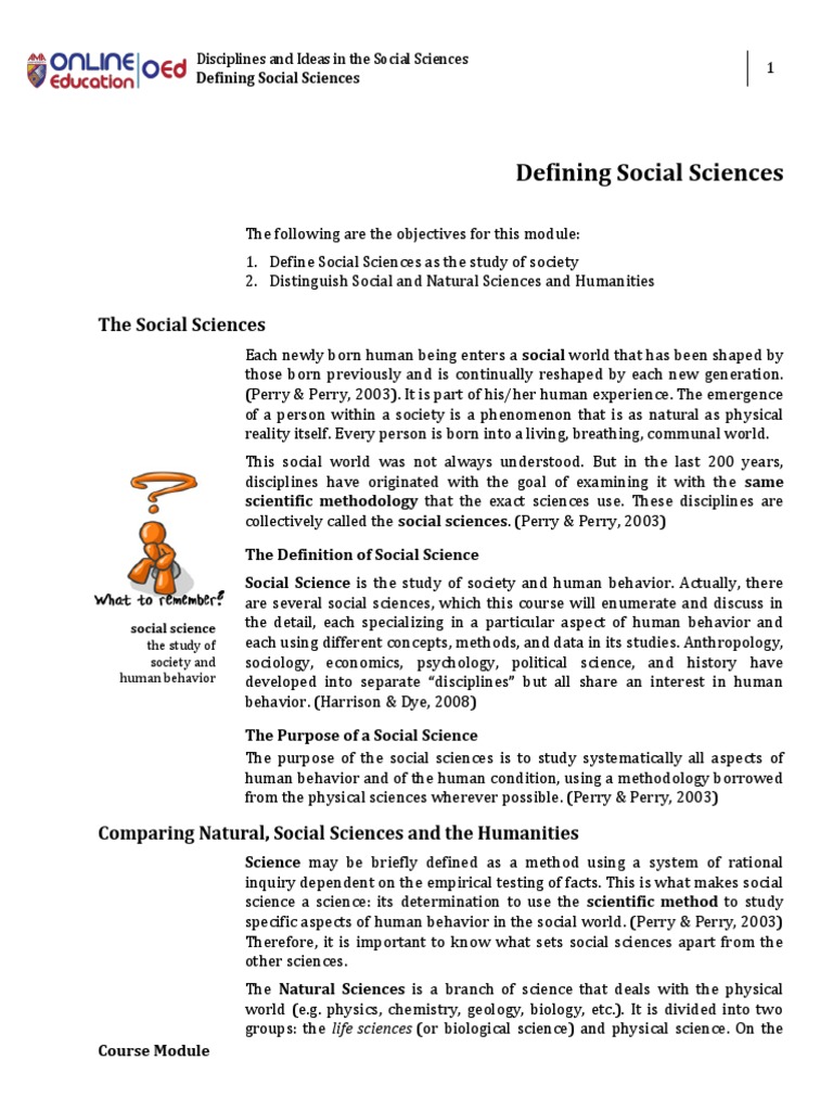 Defining Social Sciences and Their Scope | PDF | Social Science ...