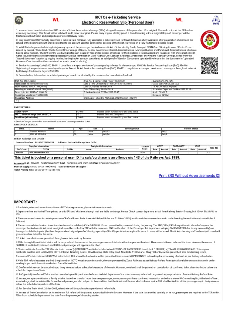 Ticket PDF | PDF | Identity Document | Ticket (Admission)