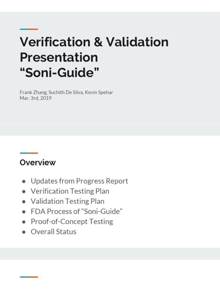 Soni-Guide Verification & Validation Overview | PDF | Ultrasound | Sensor