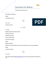 Motion Numericals PDF
