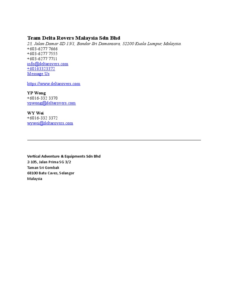 Delta Rovers Contact Information | PDF