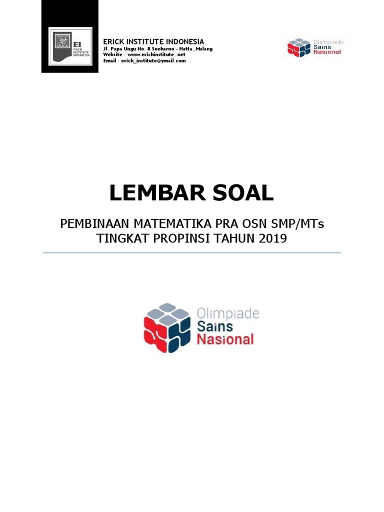 New Dinas Pendidikan Kota Malang Soal Pembinaan Matematika