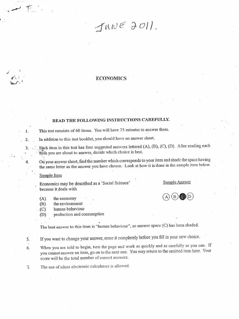 CSEC Economics June 2011 P1 | PDF | Money | Banks