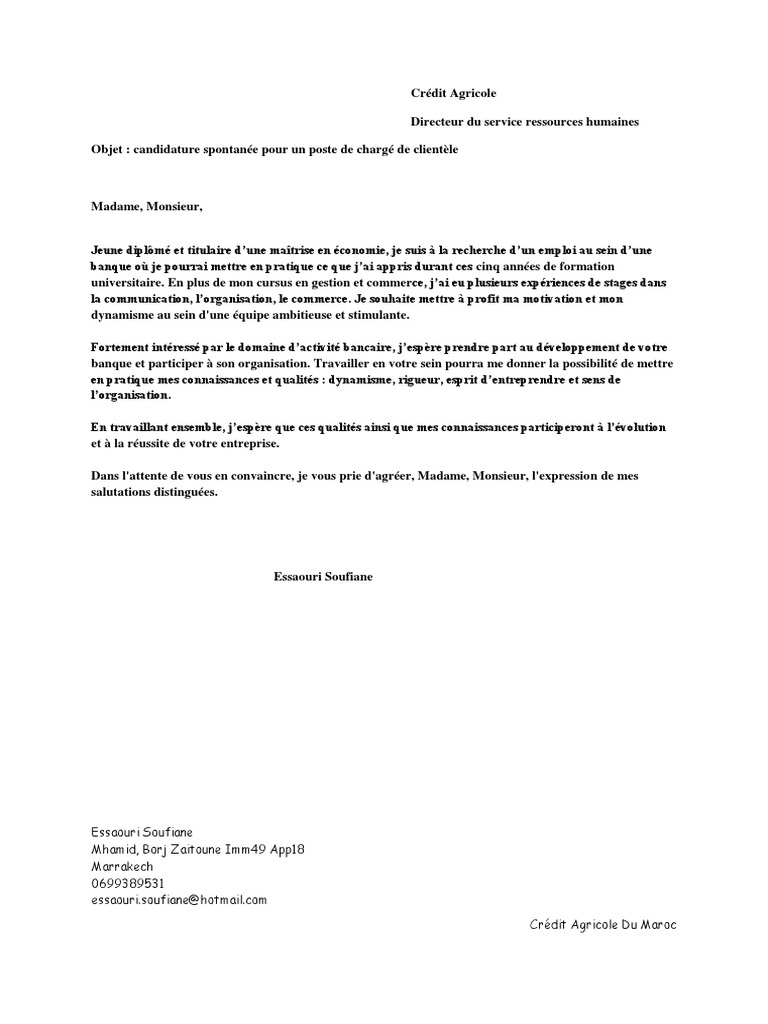 lettre credit agricole