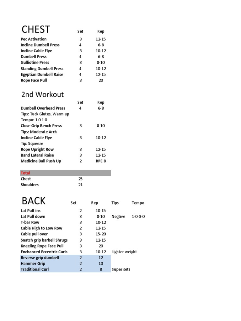 Chest and Back Workout Plan | PDF