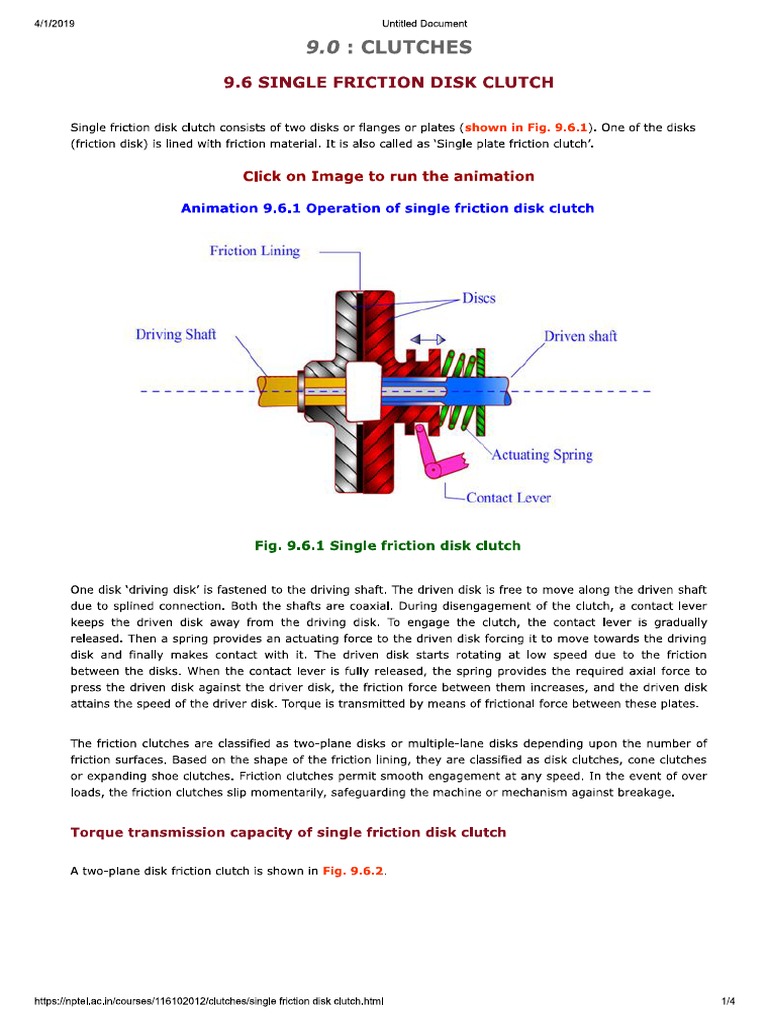 Uniform Wear and Uniform Pressure Theory Clutches PDF