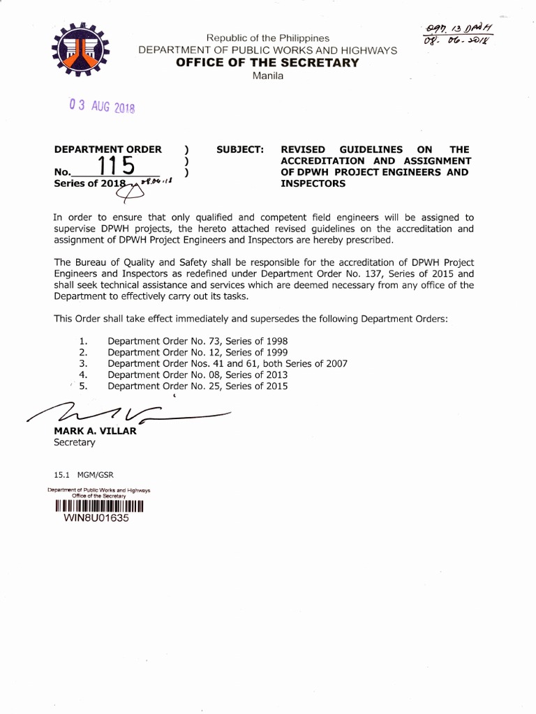 DPWH Project Engineer Accreditation Guidelines | PDF | Engineer ...