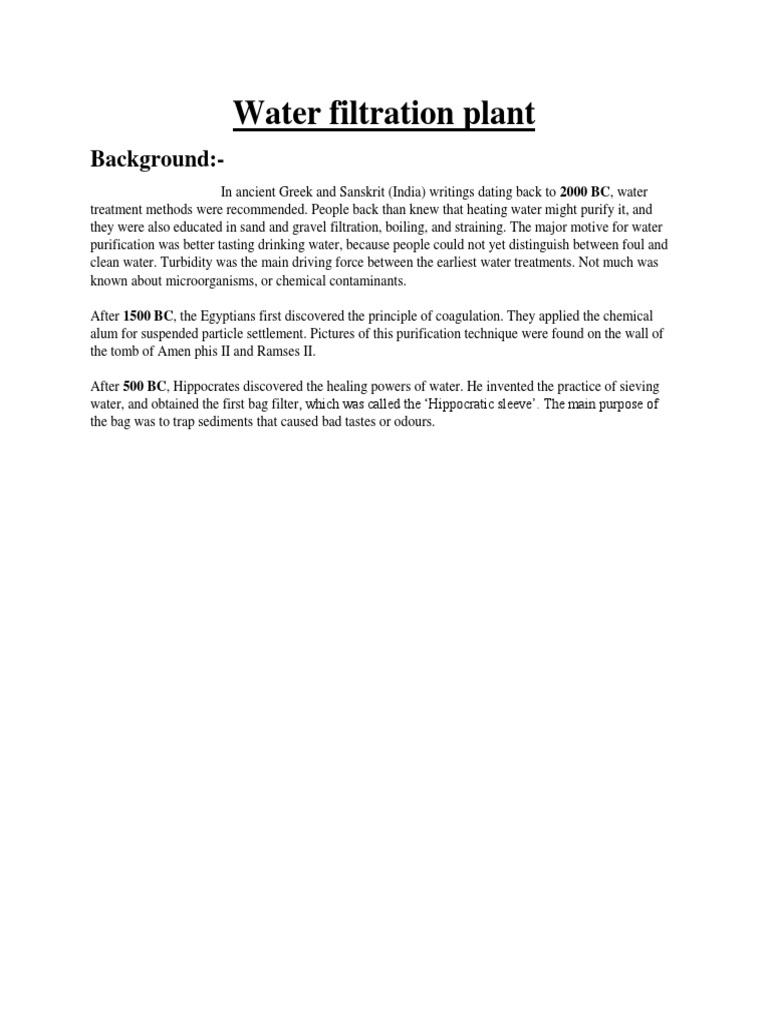 Water Filtration Plant PDF Water Purification Water Treatment