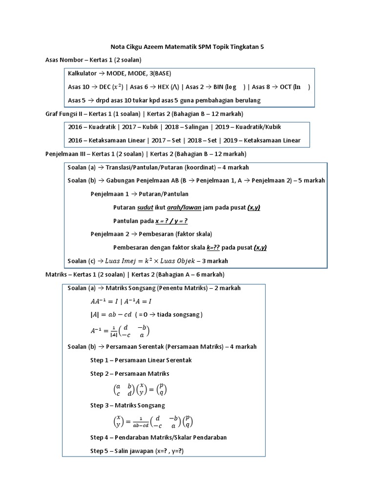 Nota Cikgu Azeem Matematik Spm Topik Tingkatan 5 Pdf