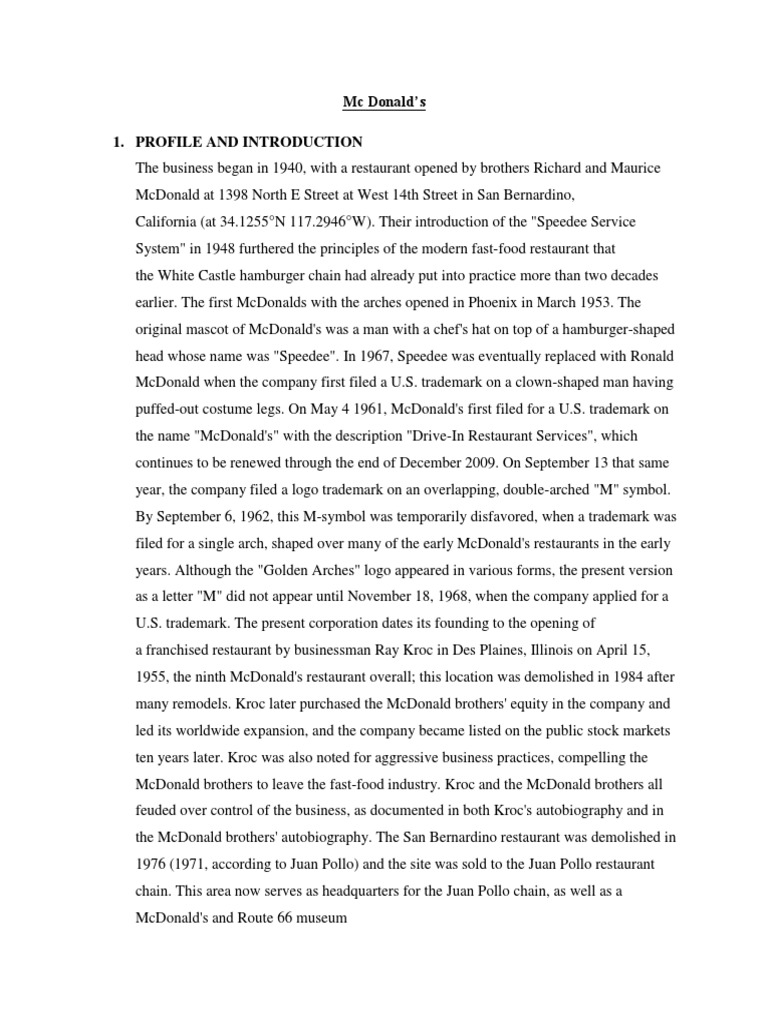 McDonald's Business Overview and Strategy | PDF | Mc Donald's | Retail