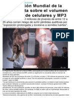 Organización Mundial de la Salud alerta sobre el volumen de audios de celulares y MP3.docx