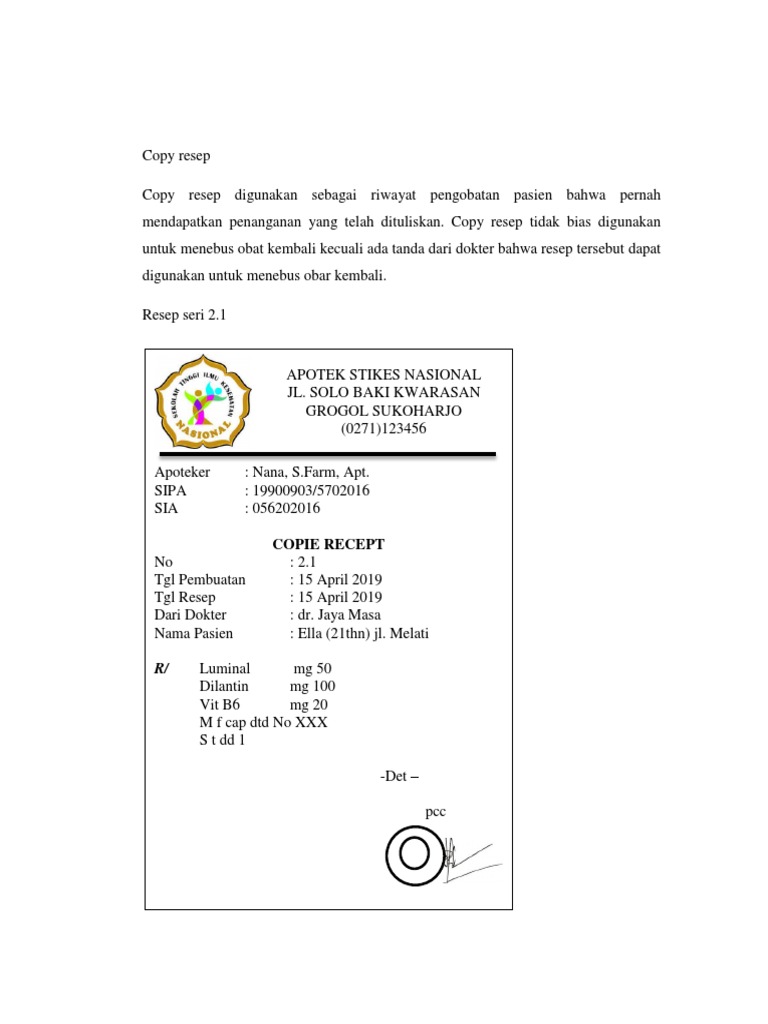Panduan Penulisan Copy Resep Obat | PDF | Kesehatan Holistik | Sains ...