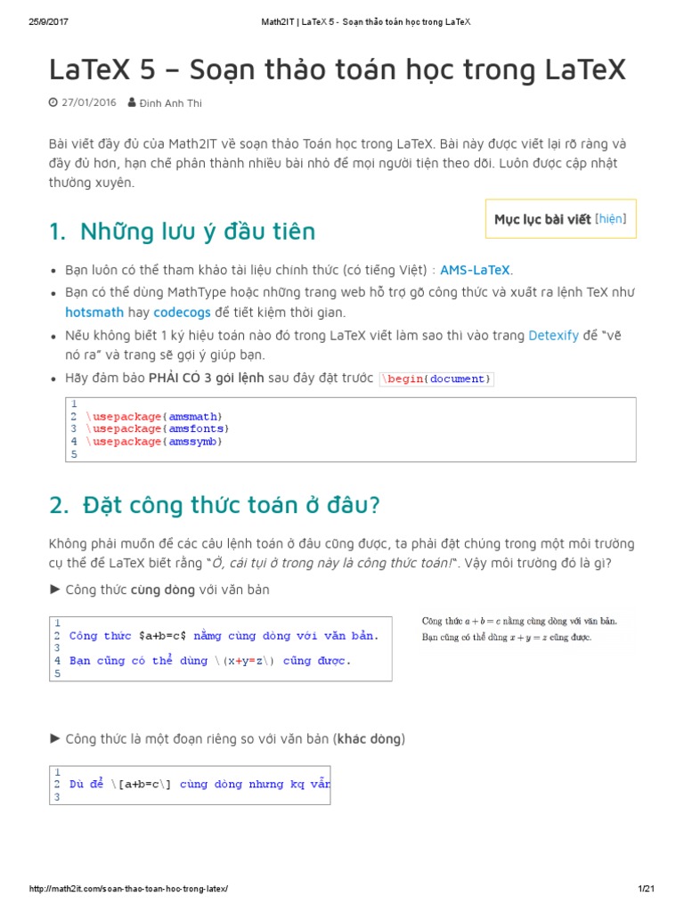Soạn Thảo Toán Học Trong LaTeX | PDF
