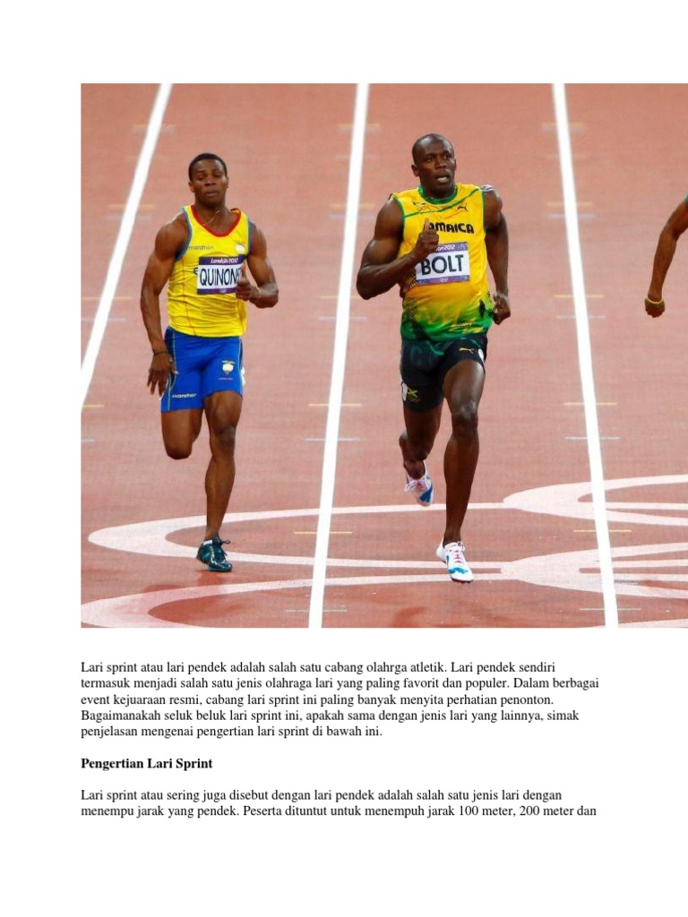 Lari Sprint Atau Lari Pendek Adalah Salah Satu Cabang Olahrga Atletik Docx