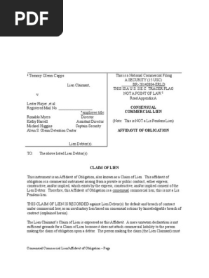 affidavit of obligation