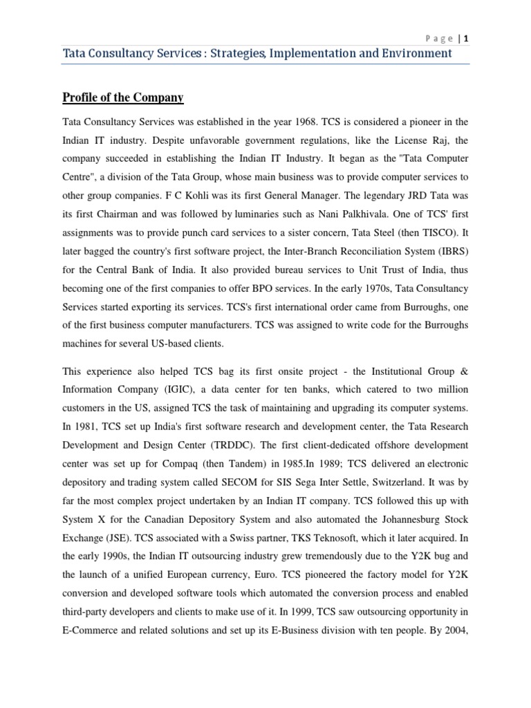 SM Project TCS | PDF | Innovation | Board Of Directors