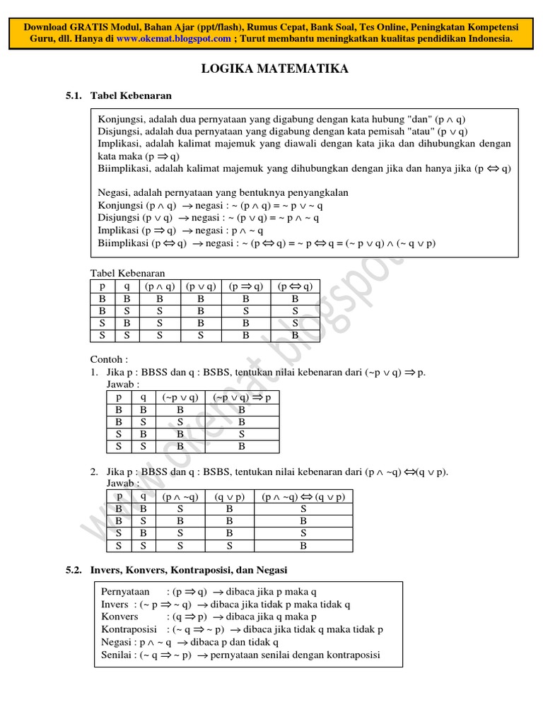 Modul Logika Matematika dan Soal | PDF