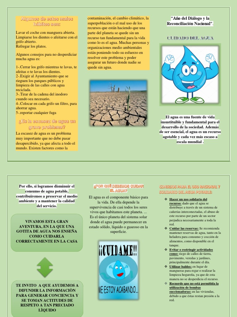Tríptico sobre el Cuidado del Agua | PDF | Agua | Entorno natural