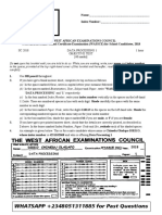 WAEC Data Processing Past Question Paper and Answer PDF Download