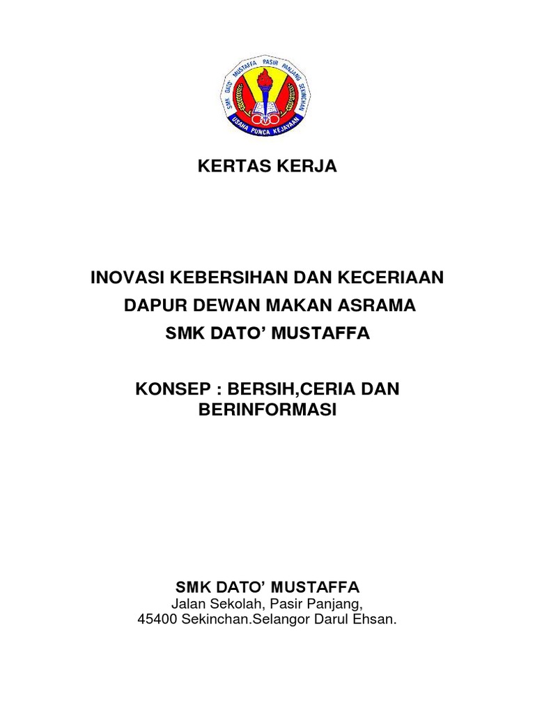 Kertas Kerja Inovasi Konsep Kertas Dapur Dewan Makan Asrama 