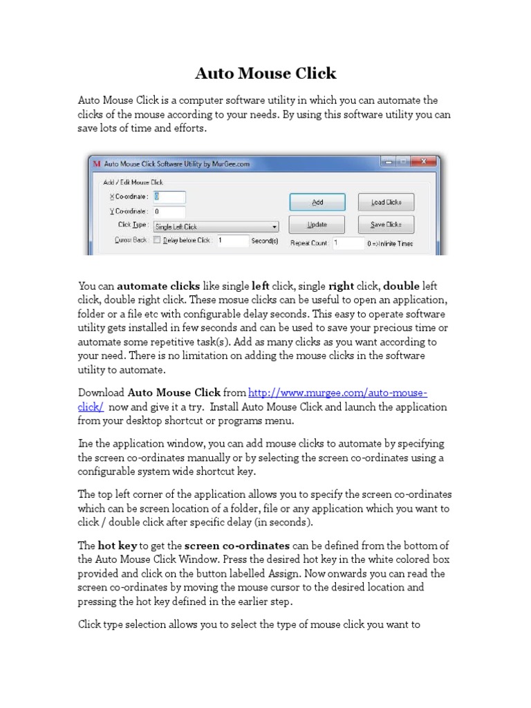 Automate Mouse Clicks with Murgee Software | PDF | Keyboard Shortcut ...