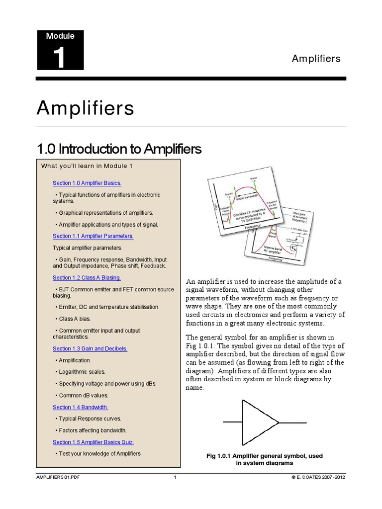 Amplifiers Module 01 PDF | PDF | Amplifier | Operational Amplifier