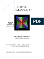 Kliping Lipatan Surat: Program Studi: Administrasi Perkantoran