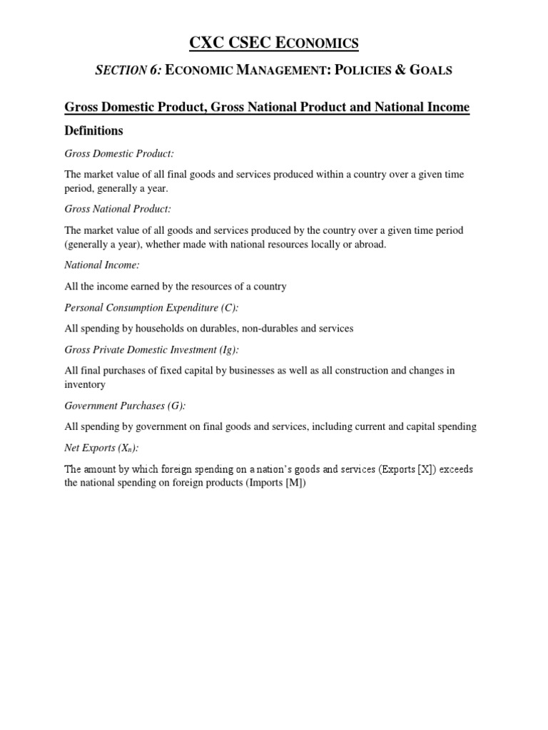 GDP, GNP and NI Notes | Download Free PDF | Measures Of National Income ...