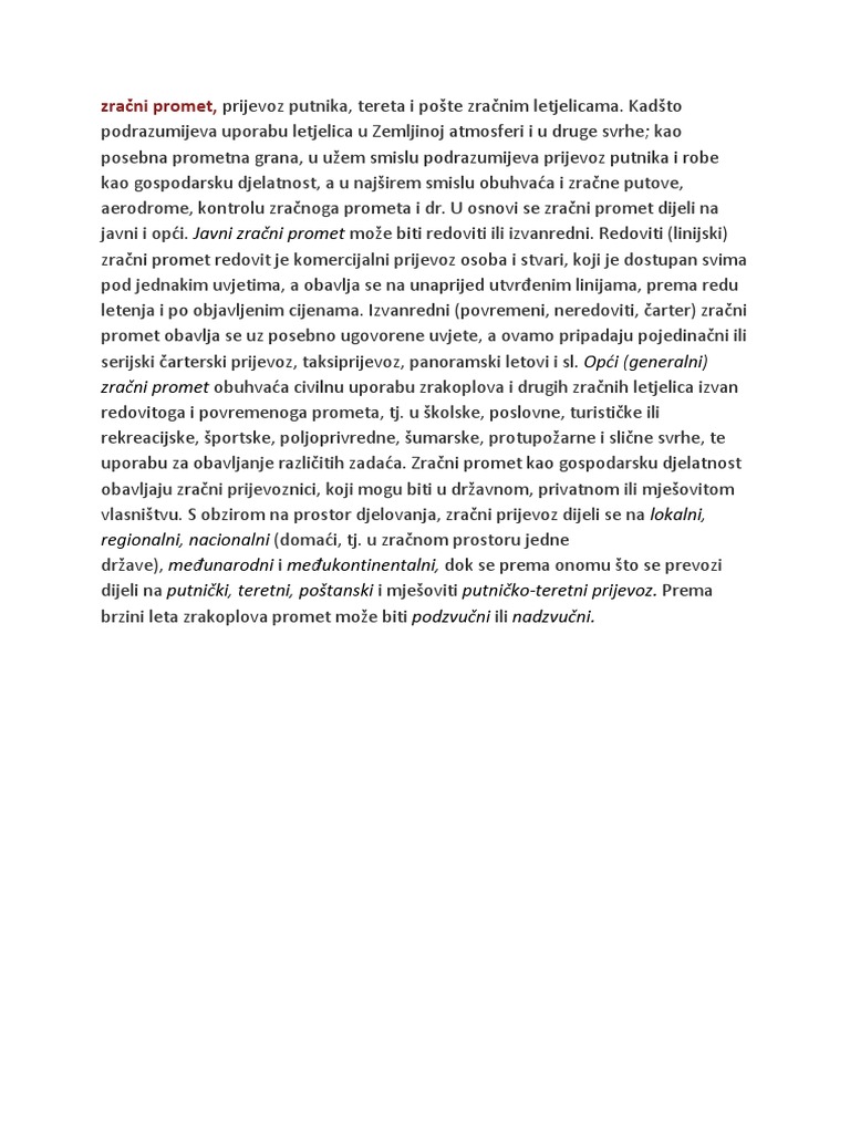 Zracni Promet | PDF