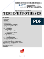 Test D'Hypotheses: Ecole Des Hautes Etudes Commerciales