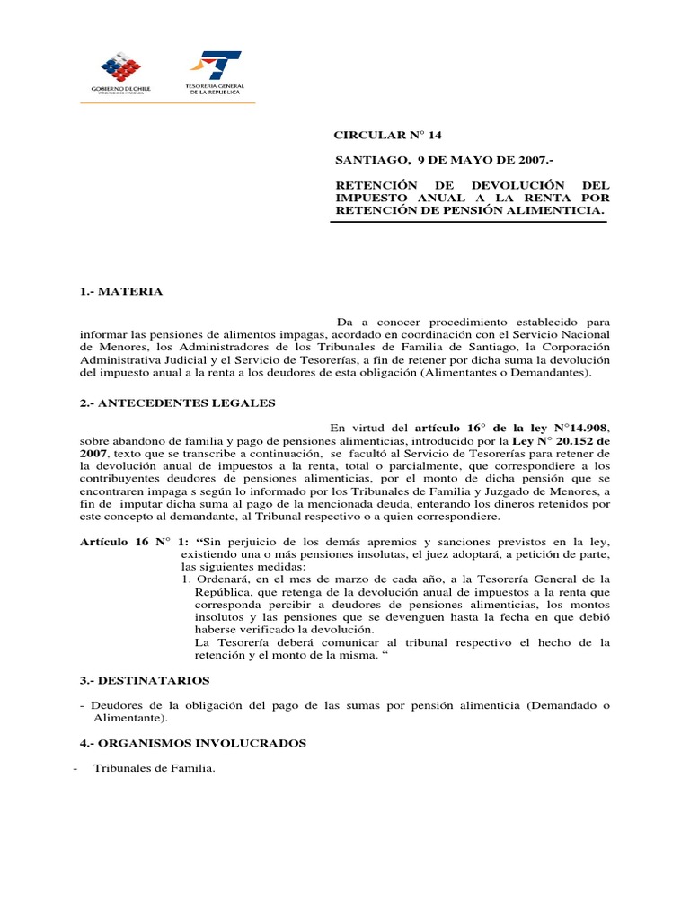 Circular - 14 Retención de Impuestos | PDF | Manutención de los hijos ...