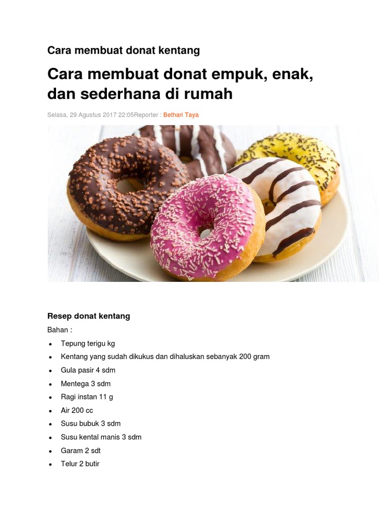 Cara Kerja Pembuatan Donat Pdf