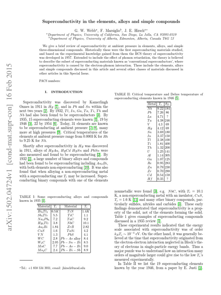 Superconductivity in Metals and Alloys | PDF | Superconductivity ...